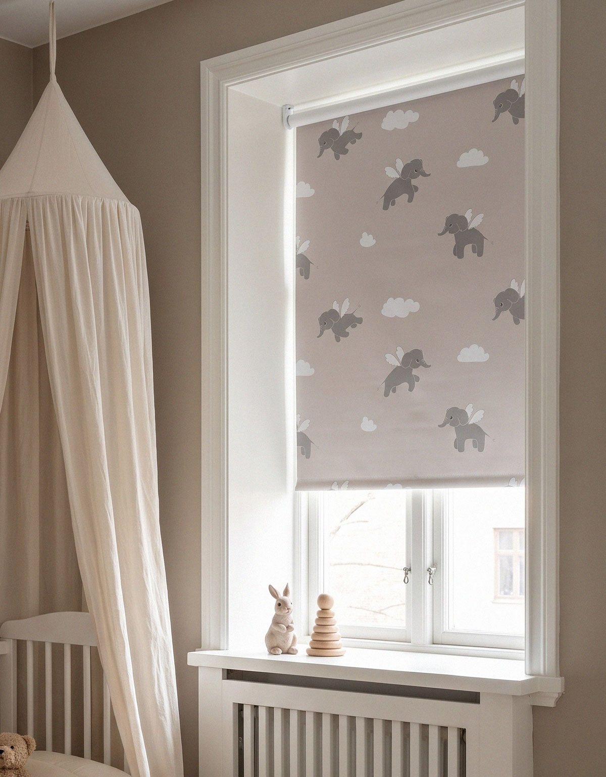 Pimentävä lastenrullaverho Elephant, beige